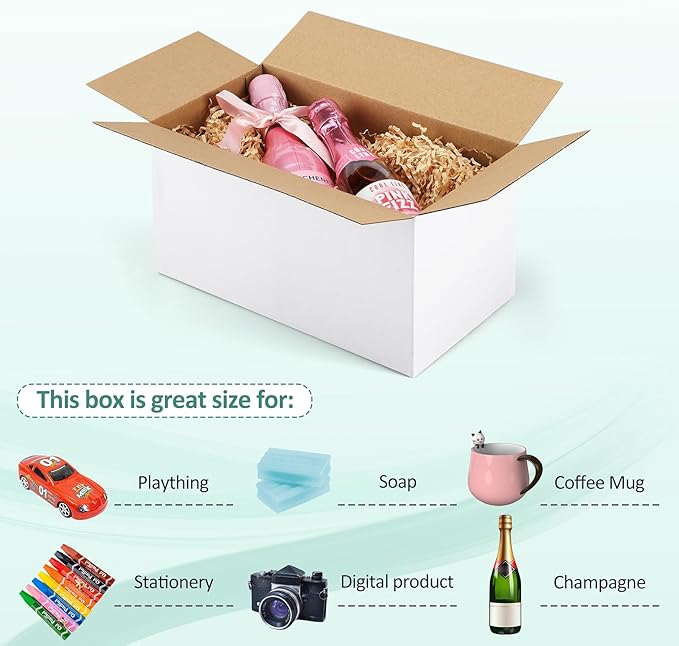 Eupako 11x6x6-Small-Shipping-Boxes-30-Pack-White-Corrugated-Box-Mailers, Cardboard Boxes for Packaging Small Business, Mailing