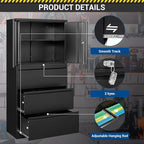 3 Drawers Lateral File Cabinet with Lockable Drawer and Door- Large Steel Filing Cabinet for Home Office Hanging Files Letter/Legal/F4/A4 Size
