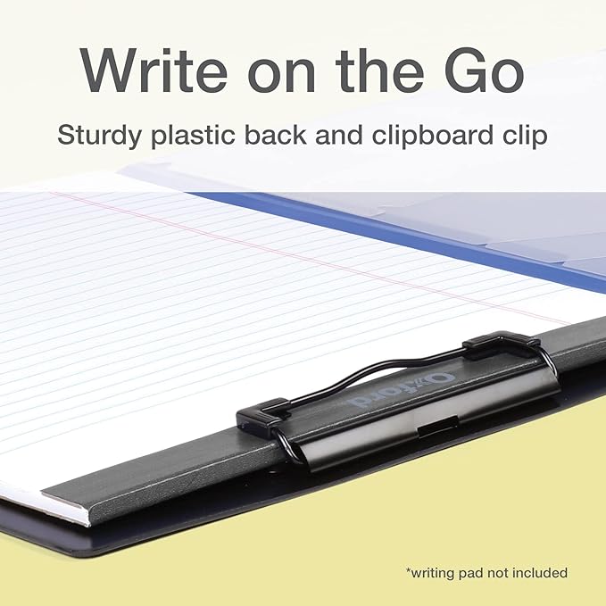 Oxford Clipboard Folio with Storage, 4 Pockets, Penholder, 2 Pack, 2 Color Combos (Gray/Black, Blue/Black), Great Nursing, Office, Classroom Clipboard (82177)