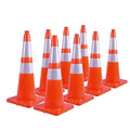 8 Pack Traffic Safety Cones 28 Inches with Reflective Collars, Orange Construction Cone, Restorable Parking Cones, Heavy Duty Road Cones for Parking Lot, Traffic Control, Driveway Road Parking