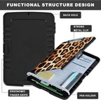 Leopard Brown Storage Clipboard with Pen Holder & Low Profile Clip, Folder - Heavy Duty Plastic Clipboard, Teacher & Office Must Haves