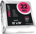 PROTARP Extreme Heavy Duty 22 Mil Tarp Cover, Waterproof, UV Resistant, Rip and Tear Proof, Poly Tarpaulin with Reinforced Edges for Roof, Camping, Patio, Pool, Boat. (White 12′ X 16′)