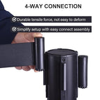 OangeStar 6 Packs Crowd Control Stanchion, Crowd Control Barrier Set w/10ft Black Retractable Belt Rubber Base