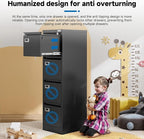 4 Drawer File Cabinet with Lock Metal Vertical File Cabinet Office Home Vertical File Cabinet for A4 Legal/Letter Size Narrow File Cabinet Locked,Assembly Required (Black, 4 Drawers- Vertical)