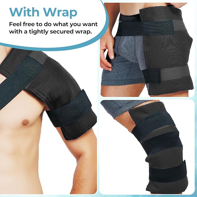 Ice Packs for Injuries: Ohuhu XL Reusable Ice Packs with Wrap 14" X 11" Hot Cold Gel Ice Pack Flexible Pain Relief for Shoulder Knee Back Hip Aches Injury-Light Blue
