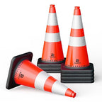 RoadHero 8 Pack Traffic Safety Cones 28 Inch with Black Weighted Base, Orange Cones with Reflective Collars for Parking Lot, Road Safety, Construction Events