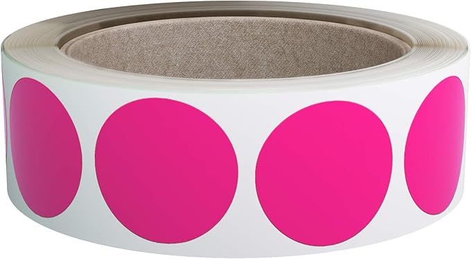 Royal Green Colored Label Dot Stickers for Inventory and Labeling - 25mm/1 Inch Round Sticker in Neon Pink (1Roll - 600 Pack)
