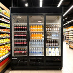 71” Wide Commercial Beverage Refrigerator Display Fridge, Stainless Steel Merchandiser Three Glass Door Drink Cooler With LED Light Adjustable Shelves,ETL Sanitation,65 Cu Ft,BALCK (Wheels Included)
