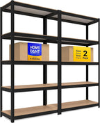 HOMEDANT House 5 Tier Laminated Metal Shelving Unit Adjustable Storage Utility Rack Heavy Duty Shelves Organization Multipurpose Shelf Kitchen Garage Pantry Closet (2, (M) 36.2" W, Black)