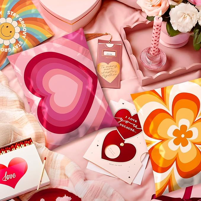 Metronic Poly Mailers 14.5x19 Inch 500pc Shipping Bags for Clothes,Strong Adhensive Shipping Envelopes for Small Business,Waterproof Mailers Poly Bags for Shipping,Packaging Mailing Bags Pink Heart