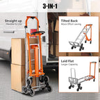 3in1 Aluminum Hand Truck 880 lb Capacity, Stair Climbing Cart Utility Cart Converts from Hand Truck Dolly to Platform Cart 3 Positions for Transport & Moving with 10" Rubber Wheels