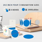 Easy to Use 2 Inch Blue Multi-Purpose Round Coding Labels, 4 Rolls 2000 PCS Circle Strong Adhesive Sticker for Office,Inventory, Organizing