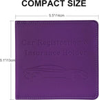 Cacturism Car Registration and Insurance Holder, Vehicle Glove Box Car Organizer Men Women Wallet Accessories Case for Cards, Essential Document, Driver License, Purple