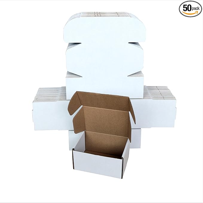 Shipping Boxes Corrugated Cardboard Mailer Boxes Literature Mailer for Packaging Small Business Craft Gifts Giving Products (White, 6x4x3)