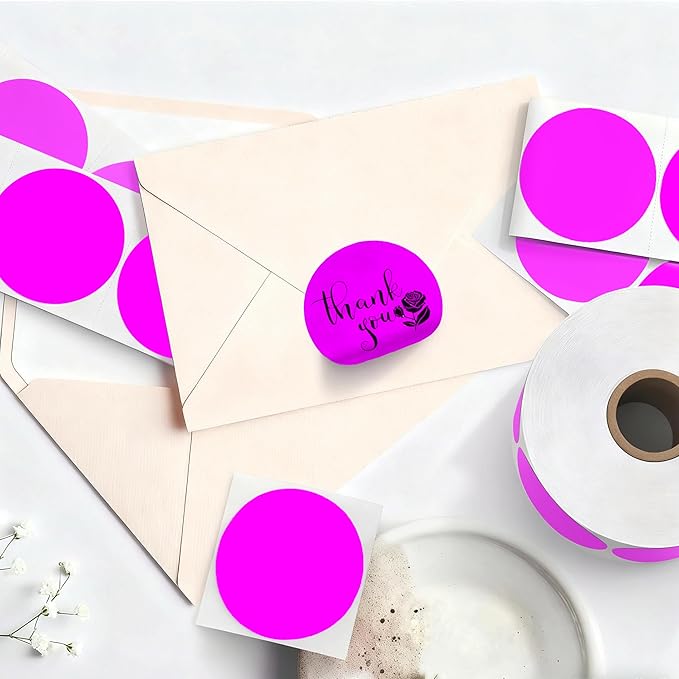 2 inch Dot Stickers Labels Circle Garage Sale Sticker 750Pcs Round Thermal Printer Stickers Printable Writable Price Labels for Yard Sale, Fluorescent Purple