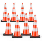 (8 Pack) BATTIFE Traffic Cones 36 Inch with Black Weighted Base, PVC Orange Cone for Traffic Control,Construction Events, Driveway Road Parking Lot