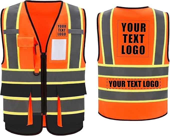 AYKRM Custom Logo Personalised Printed High Visibility Reflective 2 two tone work construction Safety Vest