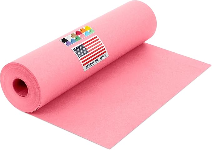 USA Made 12" x 1200" Pink Kraft Paper Roll, 45 lbs Thickness, American Quality Colored Craft Paper Roll for School, Poster Arts, Bulletin Board - Odorless, Non-Toxic, Safe for Kids