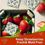 Dri-Tabs | Food-Safe Moisture Absorbers – Keep Fruits, Veggies, Snacks, Bread & More Fresher, Longer! Eco-Friendly, Plant Based Desiccant That Replaces Silica Gel Packets - 75pk (Green)