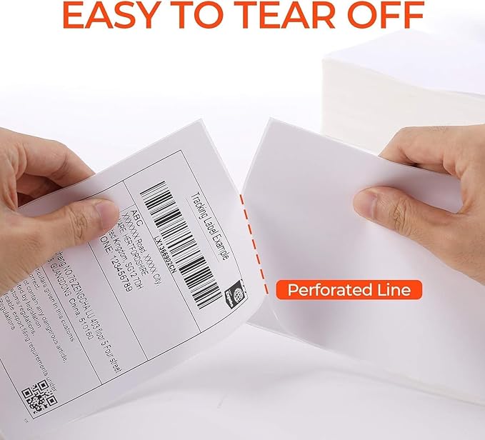 Sale4Less 3000 Fanfold 4 x 6 Direct Thermal Shipping Labels - Label Compatible DYMO Label writer Rollo & Zebra with Perforated line for Thermal Printers labels - Commercial Grade - Manufactured By UPS