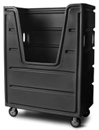 Meese 72P Commercial Laundry Linen Truck Cart, Polyethylene (HDPE), Poly Base, Bulk-Trux Mobile Laundry Cart with Two Swivel & Two Rigid Wheels, 38-Bushel / 48 Cu. Ft. Capacity, Black