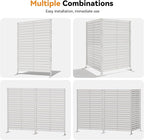 Modern Shade Metal Privacy Screen 72" H x 48" W, Freestanding Decorative Outdoor Privacy Fence Panels for Instant Privacy & Space Division, Patio Screens for Patios Outside Outdoor, White
