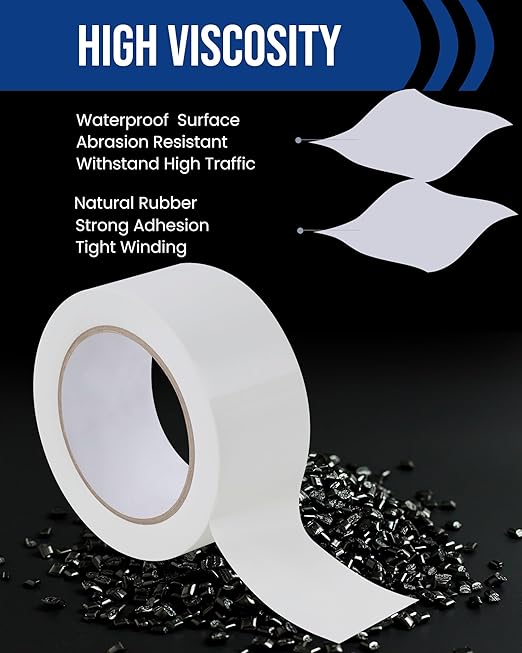Lichamp 6 Rolls Vinyl Tape, Premium Safety Marking and Traffic Floor Marking Tape, Bundling, Social Distancing, 2 Inch x 36 Yards per Roll, 216 Total Yards, White