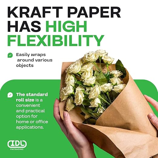 IDL Packaging - KRAFT18-30 Large Brown Kraft Paper Roll 18 inch x 1200 ft - Natural Kraft Wrapping Paper for Packing - Perfect Kraft Paper for Void Filling - Kraft Paper for Kids Art Projects