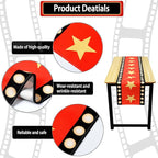 4 Pcs 13 x 72 Inch Movie Night Table Runner with Gold Star Design - Red Carpet Decoration for Birthday Party Supplies（red）