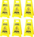 6 Pack Caution Wet Floor Sign, 24" Height, Bright Yellow, Double-Sided A-Frame Safety Caution Sign Commercial, Bilingual Caution Message