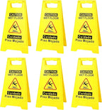 6 Pack Caution Wet Floor Sign, 24" Height, Bright Yellow, Double-Sided A-Frame Safety Caution Sign Commercial, Bilingual Caution Message
