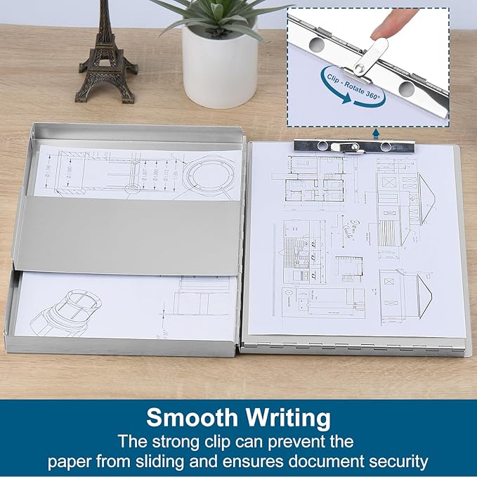 ZCZN Aluminum Clipboard with Storage and Clip Recycled, 2 Pack Clipboard Folders, Sturdy Letter Size Recycle Metal Form Holder for Business Office Medical Professionals, Letter Size (Silver)