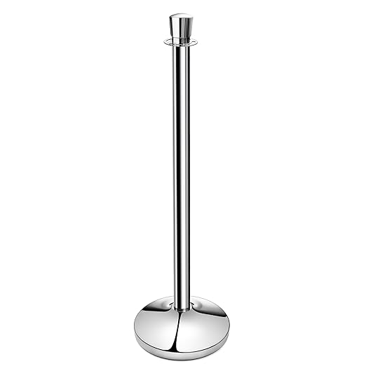 New Star Foodservice 54743 Tulip Top Stainless Steel Stanchions, Set of 2 Posts with 1 of 79.5-Inch Red Velvet Rope…