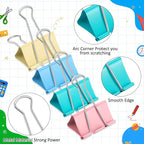 24 Pack 4 Color 3 Inch Jumbo Binder Clips, Extra Large Binder Clips Heavy Duty Paper Clamps for Office and Home Supplies
