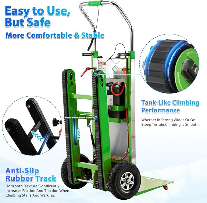 Electric Stair Climbing Hand Trucks Dolly Cart, 900lb Capacity Heavy Duty Stair Climber with Ropes, Carry Heavy Objects Up and Down Stairs Effortless for Furniture Logistics Warehouse, 1250W Motor