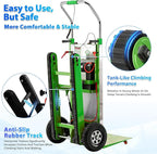 Electric Stair Climbing Dolly, 1250W Electric Stair Climbing Hand Truck, 900lbs Max Load Capacity, 3 Mode Folding Stair Climber Hand Trucks with Telescopic Handle for Moving (Green+Black/Big Wheels)