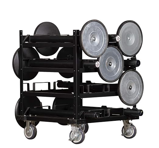 Trafford Industrial Stanchion Post Cart, 12 Posts, Horizontal Padded Storage and Locking Wheels for Safety