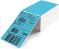 Blue Direct Thermal Labels 4 × 6 Inch Vinyl Self-Adhesive Fanfold Shipping Stickers Waterproof Perforated Printer Decal for Office School Warehouse 500 PCS
