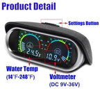 2-in-1 Water Temperature & Voltage Gauge Kit for Car, Boat, Truck, Motorcycle
