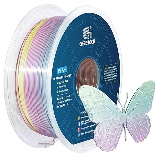 GEEETECH Silk Rainbow PLA Filament 1.75mm, 3D Printer Filament 1kg Spool (2.2lbs), Shiny Multicolor Gradient PLA, +/- 0.02 mm Accuracy, Low Warping, 3D Printing Filament Fits Most FDM 3D Printers