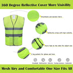 Safety Vests 10 Pack with Pockets,High Visibility Reflective Construction ANSI Class 2 Yellow Work Vests for Men,Woman,Hi Vis and Neon Mesh