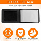 HARFINGTON Car Registration and Insurance Holder PU Leather Vehicle Glove Box Organizer Storage Accessories Car ID Holder with 2 Pockets for License ID Card Bank Card Documents, Black