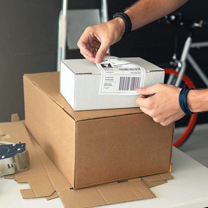 L LIKED 2500 PCS 4"x6" Thermal Shipping Labels, 250 Labels/Roll, White Perforated & Strong Adhesive Direct Thermal Labels, Compatible with Zebra, Rollo (10 Rolls)