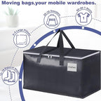 StorageRight Heavy Duty Moving Boxes-Moving Bags with Zipper, Reinforced Handles and Tag Pocket-Collapsible Moving Supplies-Totes for Storage Great for Moving, Storage and Travel 93L(Gray-8 Pack)