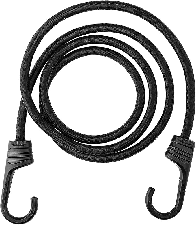 ZHOUBIN 60 Inch Black Bungee Cords with Hooks Heavy Duty, 1 Pack