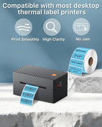 iEager 2x1 Inch Thermal Labels, Blue Rectangle Thermal Printer Stickers, Durable Shipping Label Printer Sticker for Barcode, Name, Address, 1000 Labels/Roll