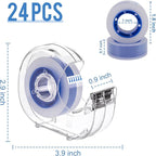 24 Pcs Transparent Tape with Dispenser, 0.7 x 1000 in Blue Core Clear Tape Rolls Bulk, Office Tape Refills for Desk, Craft, and Gift Wrapping