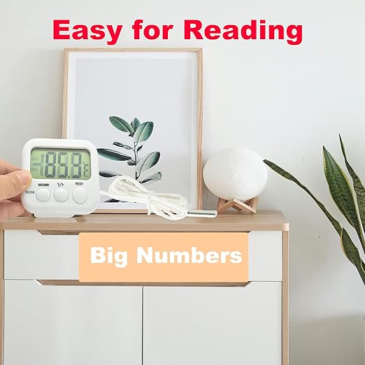 Small Digital Thermometer TA358 Celsius/Fahrenheit Temperature Indoor/Outdoor Meter Gauge with 5ft/1.5M Probe Sensor