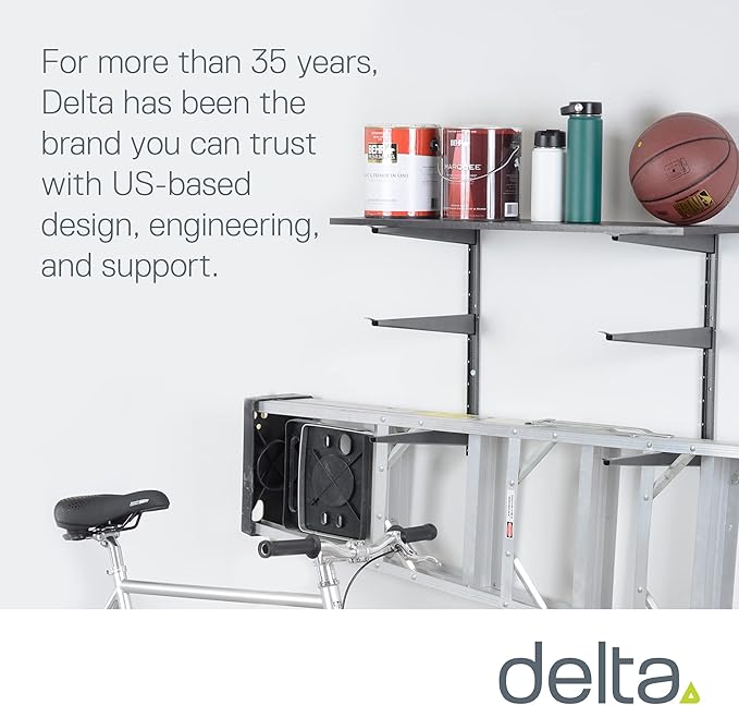 Delta Heavy Duty Lumber Storage Rack Cycle, Holds Up To 800 lbs - Easy to Install Wood Storage Rack With Fully Adjustable Arms - Steel Construction Storage Solution For Garage, Basement & Pantry
