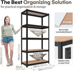 HOMEDANT House 5 Tier Laminated Metal Shelving Unit Adjustable Storage Utility Rack Heavy Duty Shelves Organization Multipurpose Shelf Kitchen Garage Pantry Closet (2, (M) 36.2" W, Black)